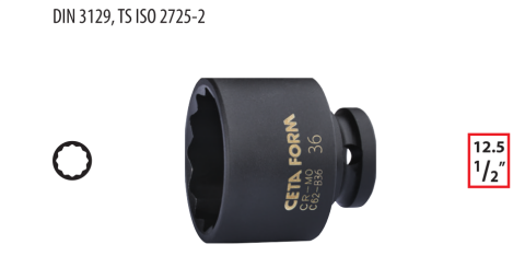 Ceta Form C62-B34 1/2'' 12 Köşe (Yıldız) Havalı Lokma Anahtar - 34 mm