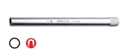 Ceta Form C17-R14ML 3/8'' 12 Köşe Buji Lokması (Mıknatıslı-Ekstra Uzun) - 14 mm