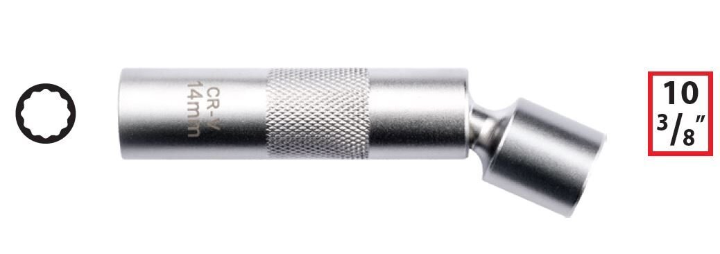 Ceta Form C17-R14CF 3/8'' 12 Köşe (Yıldız) Mafsallı Buji Lokması - 14 mm