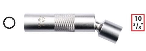 Ceta Form C17-R14CF 3/8'' 12 Köşe (Yıldız) Mafsallı Buji Lokması - 14 mm