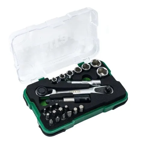 Elta 1/4'' Altı Köşe Cırcırlı Lokma Anahtar Ve Bits Set 23 Parça