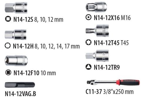 Ceta Form N14-12P14 14 Parça 3/8'' Karter Tapa Anahtar Takımı