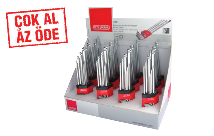 Ceta Form LT/900D LT/900 Topbaşlı L Allen Anahtar Takımı Teşhir Seti (12 x LT/900)