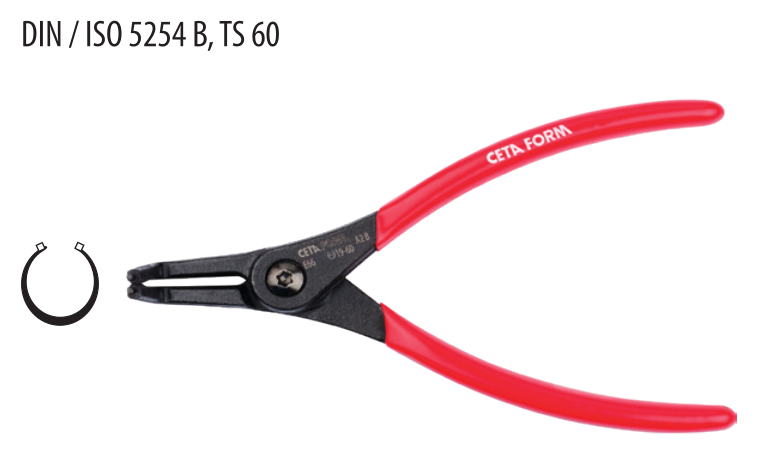 Ceta Form E66-44-0225 Dış Segman Pensesi /Eğri Uç-Yaylı - 225 mm (40-100 mm)