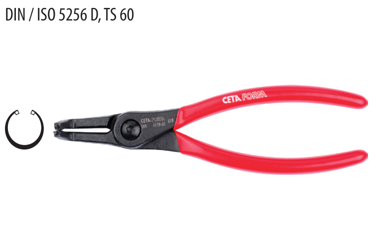 Ceta Form E68-44-0225 İç Segman Pensesi /Eğri Uç-Yaysız - 225 mm (40-100 mm)