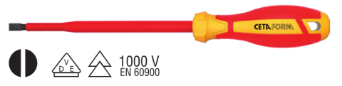 Ceta Form G01-025-075 C-PLUS 1000V Düz Uçlu Tornavida (VDE) - 2,5 x 75 mm