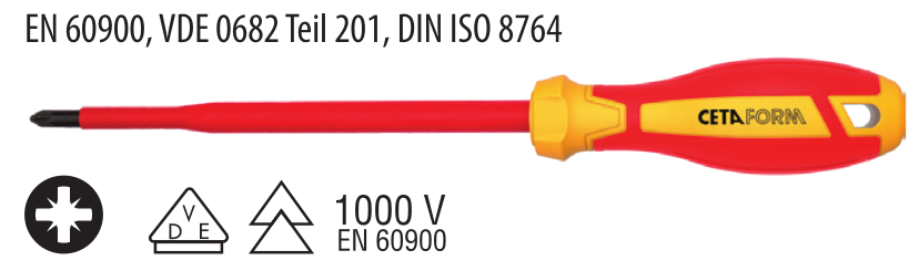 Ceta Form G03-002-100 C-PLUS 1000V Pozidriv Uçlu Tornavida (VDE) - PZ2 x 100 mm