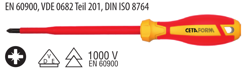 Ceta Form G03-002-150 C-PLUS 1000V Pozidriv Uçlu Tornavida (VDE) - PZ2 x 150 mm