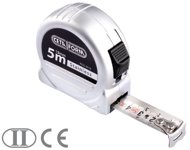 Ceta Form P05S-0519 Paslanmaz Çelik Compact Şerit Metre - 5 M x 19 mm