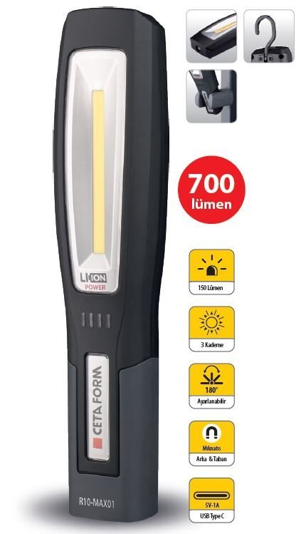 Ceta Form R10-MAX01 Lu-MAX Şarjlı LED Çalışma Lambası - 700 Lümen