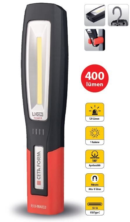 Ceta Form R10-MAX02 Lu-MAX Şarjlı LED Çalışma Lambası - 400 Lümen
