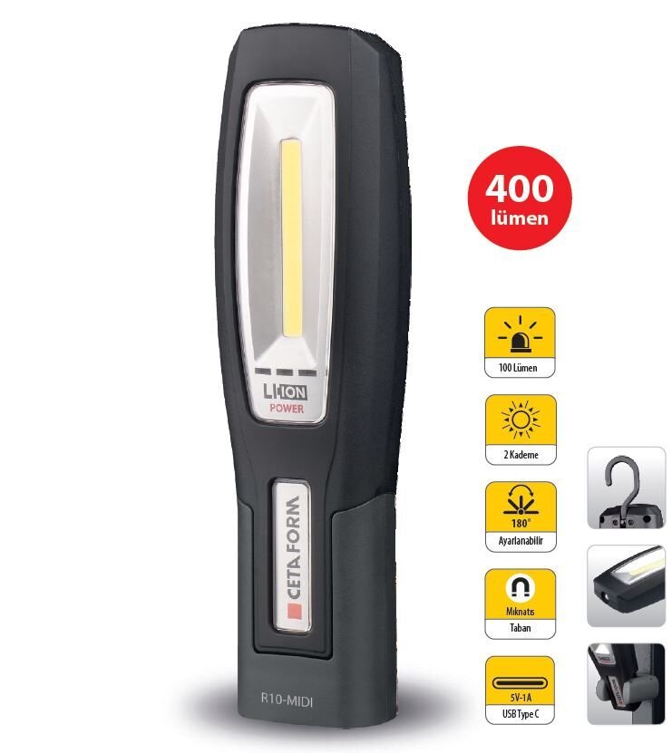 Ceta Form R10-MIDI Şarjlı LED Midi Çalışma Lambası - 400 Lümen