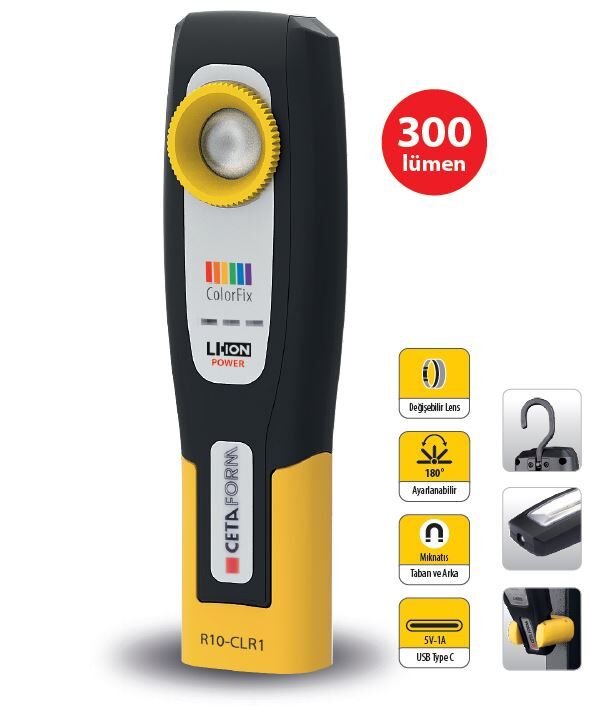 Ceta Form R10-CLR1 Şarjlı LED Boya Kontrol Lambası - 300 Lümen