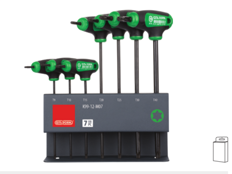 Ceta Form K99-12-M07 7 Parça T Saplı TORX Anahtar Takımı (Metal Stand ile)