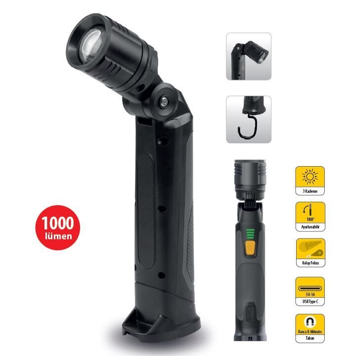 Ceta Form R10F-TRCH1 Oynar Kafalı LED El Feneri / 1000 Lümen