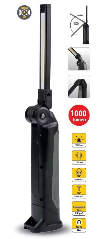 Ceta Form R10FW-SLIM01 Katlanabilir LED Çalışma Lambası (Slim - Kablosuz Şarj) - 1000 Lümen