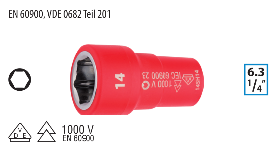 Ceta Form GC02-H040 1/4'' 1000V 6 Köşe Lokma Anahtar - 4 mm