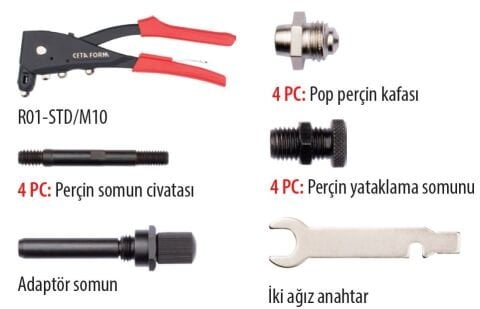 Ceta Form R03K-NRC Perçin Tabancası Takımı Pop Perçin / Somun Perçin (Yeni Jenerasyon)