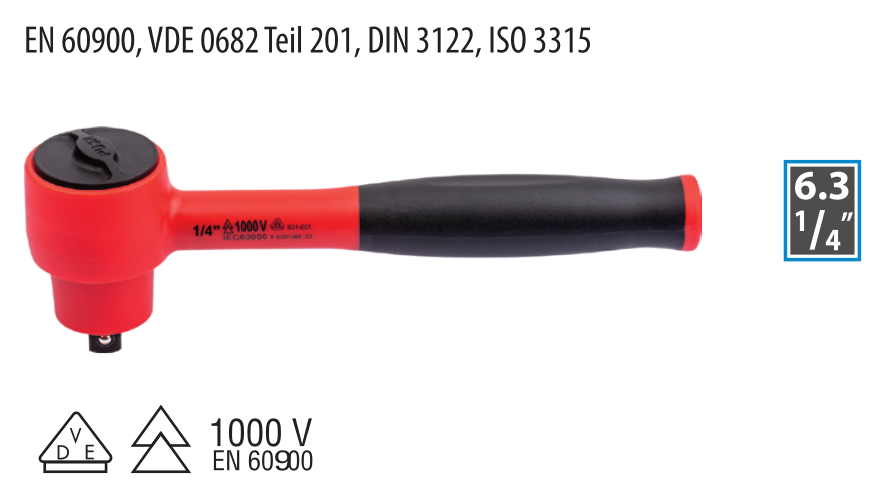 Ceta Form GC01-12 1/4'' 1000V Düğmeli Cırcır Kolu