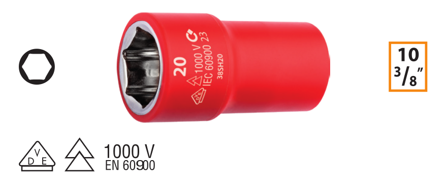 Ceta Form GC12-H08 3/8'' 1000V 6 Köşe Lokma Anahtar - 8 mm