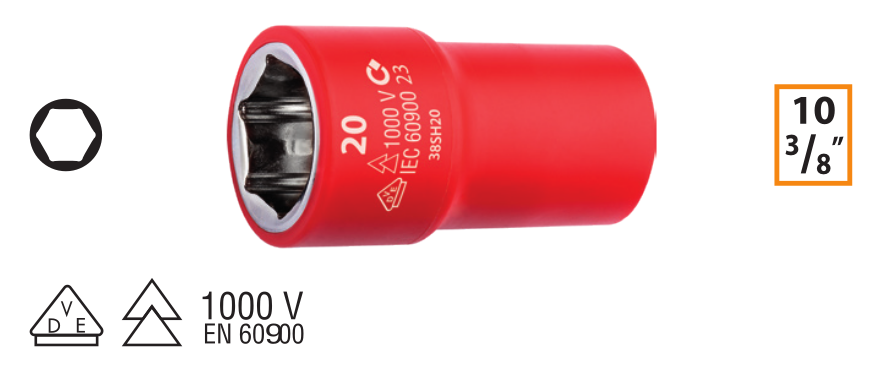 Ceta Form GC12-H15 3/8'' 1000V 6 Köşe Lokma Anahtar - 15 mm