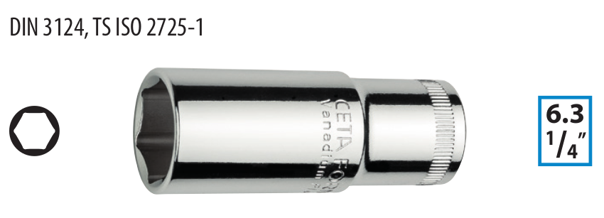 Ceta Form C04-H070 1/4'' 6 Köşe Derin Lokma Anahtar - 7 mm