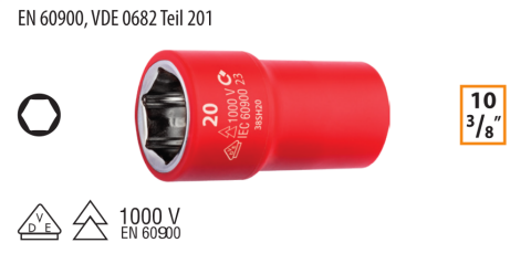 Ceta Form GC12-H22 3/8'' 1000V 6 Köşe Lokma Anahtar - 22 mm
