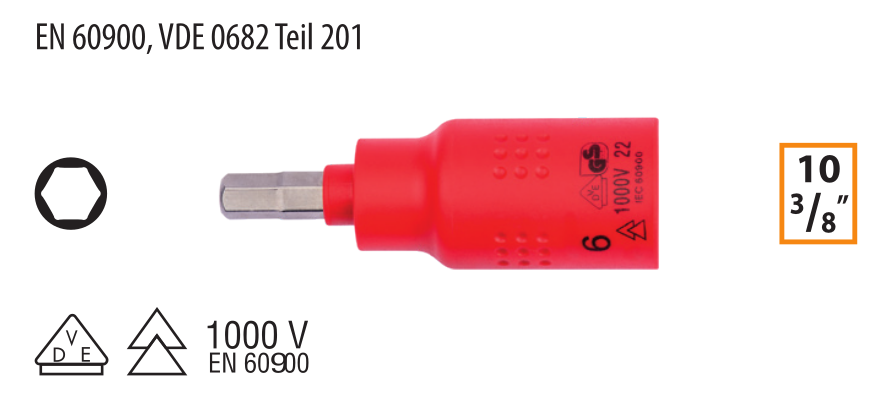 Ceta Form GC18S-H04 3/8'' 1000V Allen Uçlu Lokma - 4x60 mm
