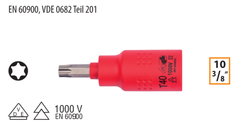 Ceta Form GC18S-T45 3/8'' 1000V TORX Uçlu Lokma - T45x60 mm