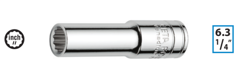 Ceta Form C04A-B0716 1/4'' 12 Köşe (Yıldız) Derin Lokma Anahtar - 7/16''
