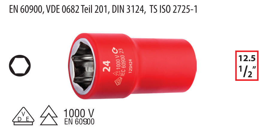 Ceta Form GC22-H19 1/2'' 1000V 6 Köşe Lokma Anahtar - 19 mm