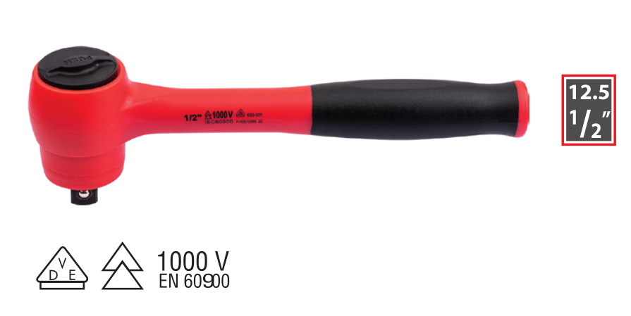 Ceta Form GC21-12 1/2'' 1000V Düğmeli Cırcır Kolu