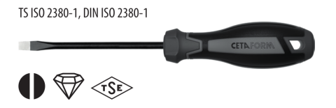Ceta Form F10D-055-125 C-PLUS Düz Uçlu Tornavida (Elmas Uçlu) - 5.5 x 125 mm