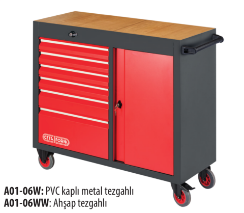 Ceta Form A01-06W GT-PLUS XL Takım Arabası (Boş) - 6 Çekmeceli