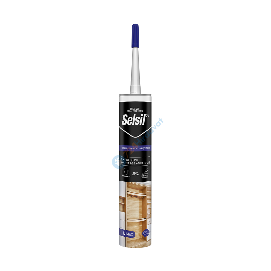 Selsil D4 Hızlı PU Montaj Yapıştırıcı Şeffaf 300 ml (Dolap Toplama)