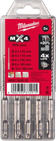 Milwaukee SDS-PLUS MATKAP UÇ SETİ 5 PARÇA MX4 SERİ 5mm-10mm