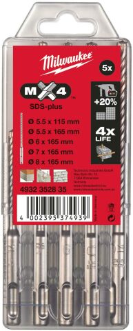Milwaukee SDS-PLUS MATKAP UÇ SETİ 5 PARÇA MX4 SERİ 5.5mm-8mm