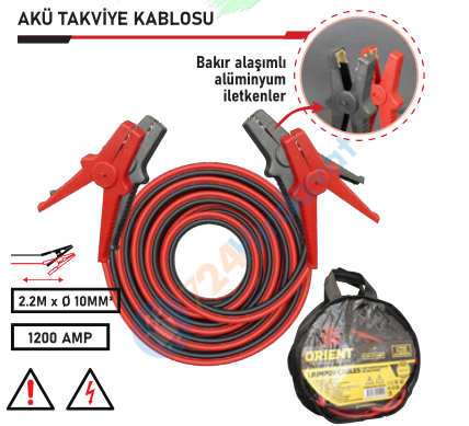 ORIENT ATK220 AKÜ TAKVİYE KABLOSU 2.20 MT EKONOMİK
